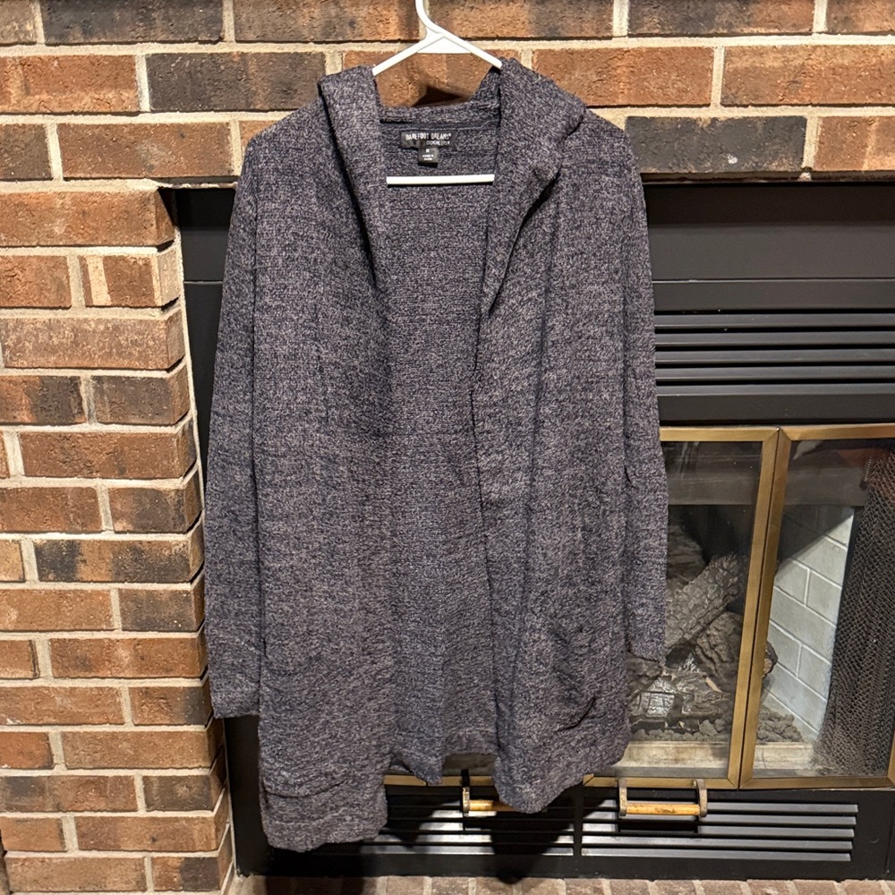 Barefoot Dreams Cozy Chic Lite Charcoal Hooded Cardigan